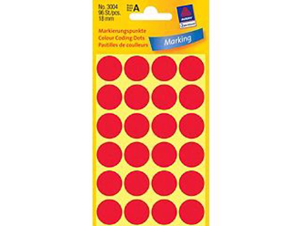 Labels in ps. Ø18mm red