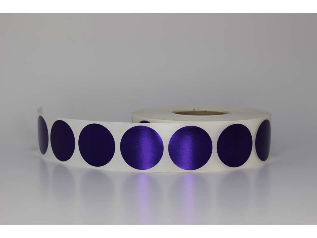Etiketter Ø30mm lilla metallic - 2000 stk. pr. rulle