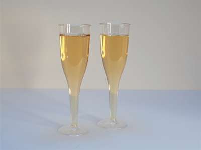 Champagneglas 11 cl m/ fast fod, plast