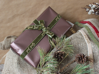 Velvet ribbon God Jul olive green 16mmx20m