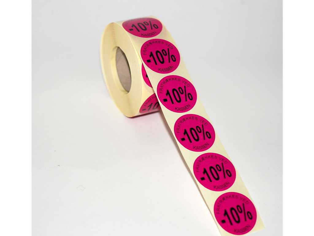 Etiketter ø36 pink -10%