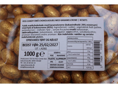 Chokolade påskeæg med karamelcreme, 1 kg guldfolie