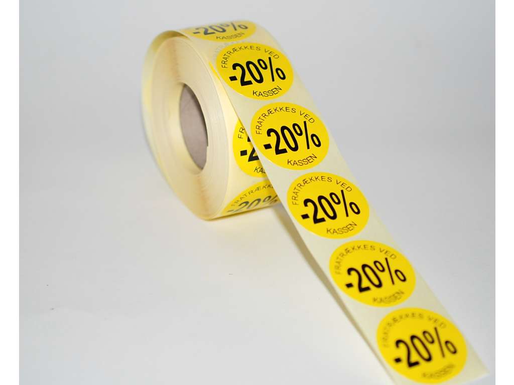 Etiketter ø36mm gul -20%. 
