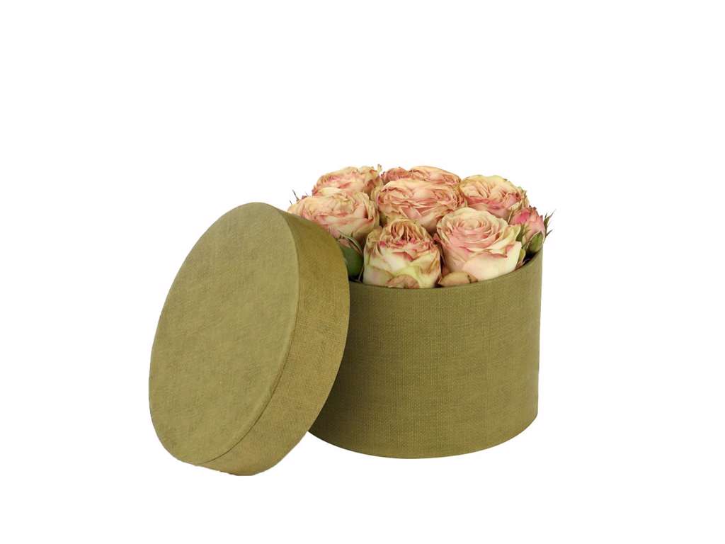 Round box green Ø14 cm. H. 10 cm.