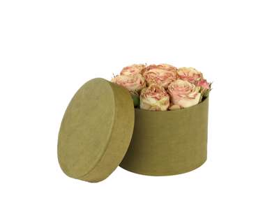 Round box green Ø14 cm. H. 10 cm.