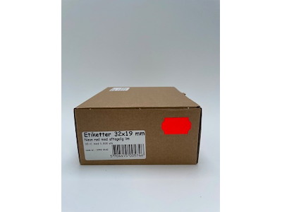 Etiketter 32x19 neon rød aftagelig - 10 rl.