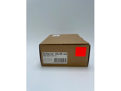 Etiketter 29x28 neon rød - frost lim - 10 rl.