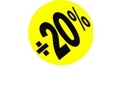 Udsalgsetiketter ø 20cm 20% gul