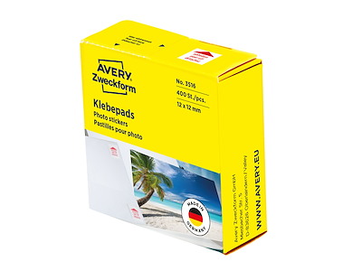 Avery 3516 Fotoklistermærker, 12x12mm, hvid, 400 etiketter