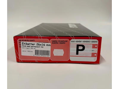Etiketter 26x16mm hvide permanent - 36 rl.