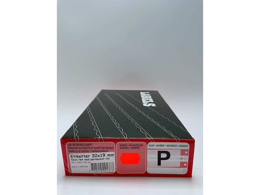 Etiketter 32x19 Wave neon rød perm. 30 rl.