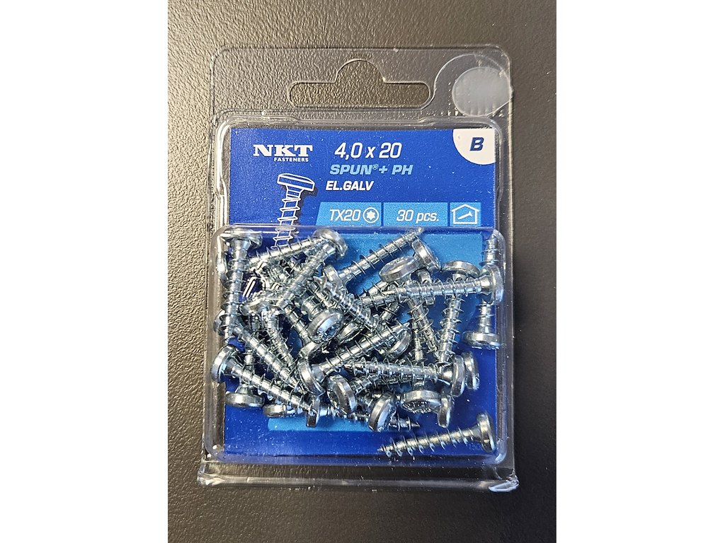 Skruer 4x20mm pakn. m/ 30 stk.