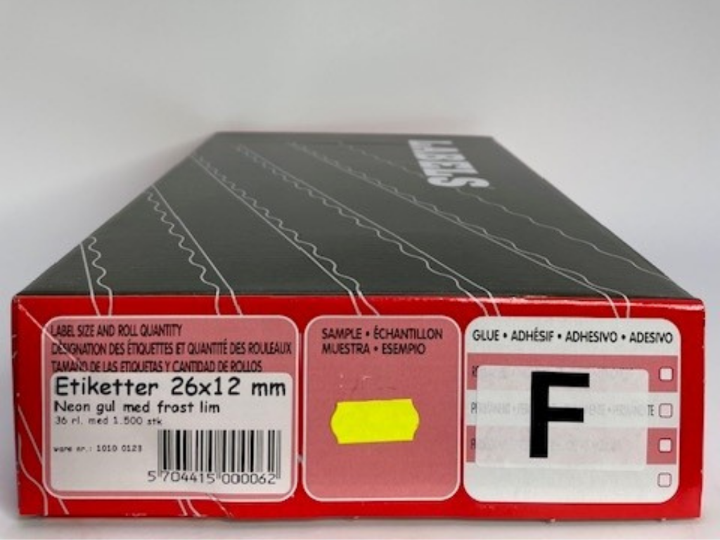 Etiketter 26x12 neon gul frost Wave 36 rl.