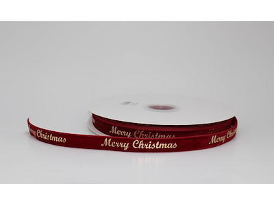 Velourbånd Merry Christmas bordeaux 16mmx20m