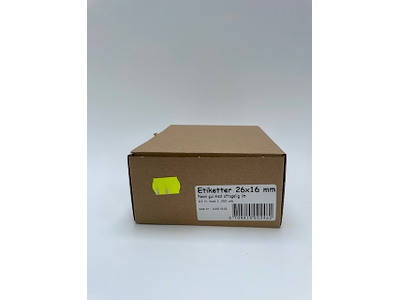 Etiketter 26x16 neon gul m/ aftagelig lim 12 rl.