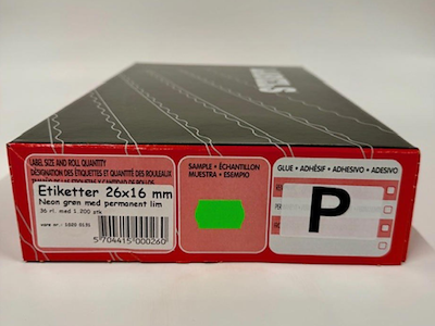 Labels 26x12mm neon green - 36 rolls