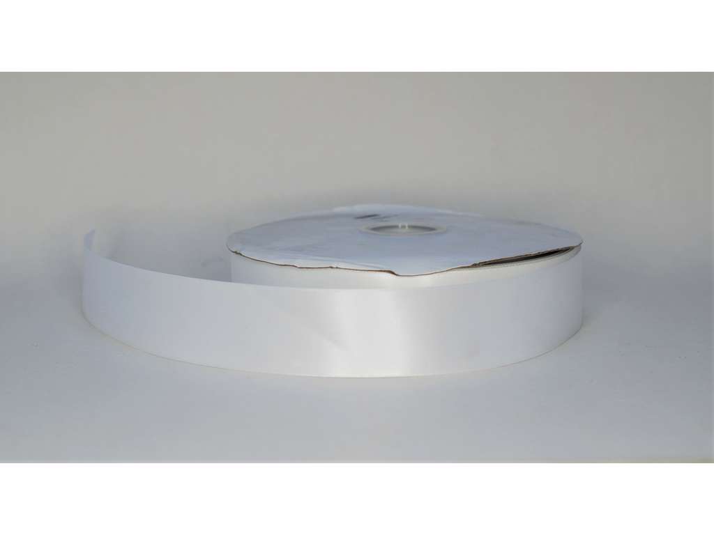 Silkebånd 38mm  hvid glat
