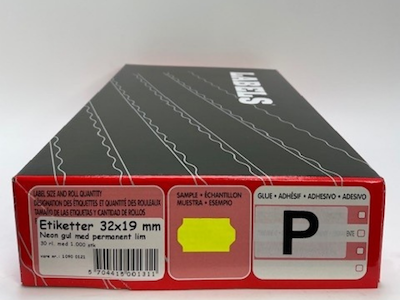 Etiketter 32x19 Wave neon gul perm. 30 rl.