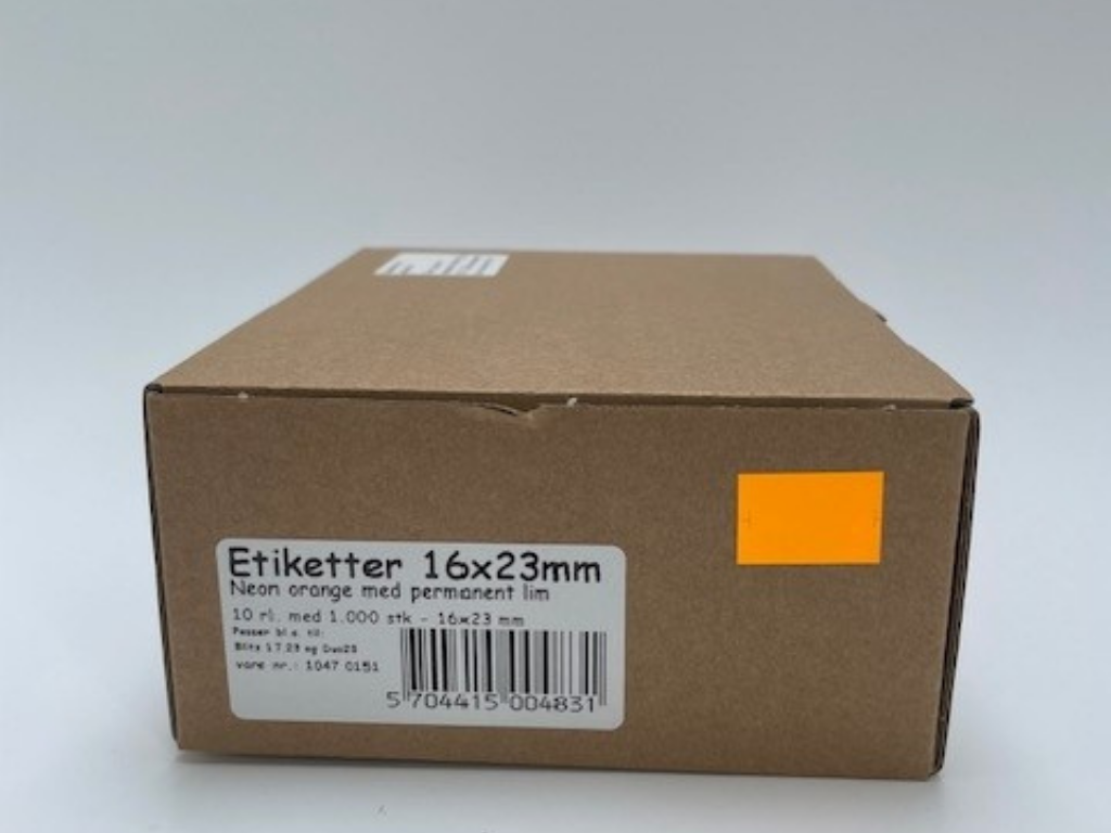 Etiketter 16x23 neon orange - 10 rl. m/1.000 stk.