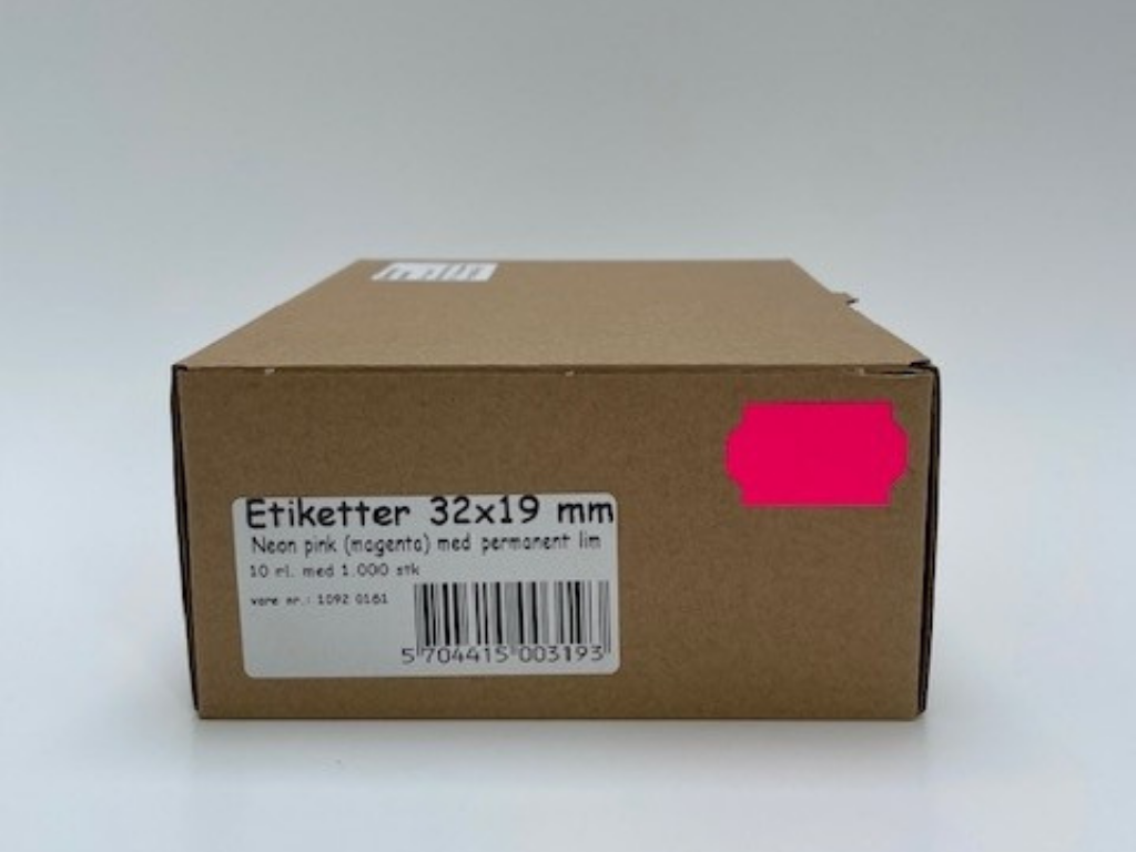 Etiketter 32x19 neon pink permanent - 10 rl.