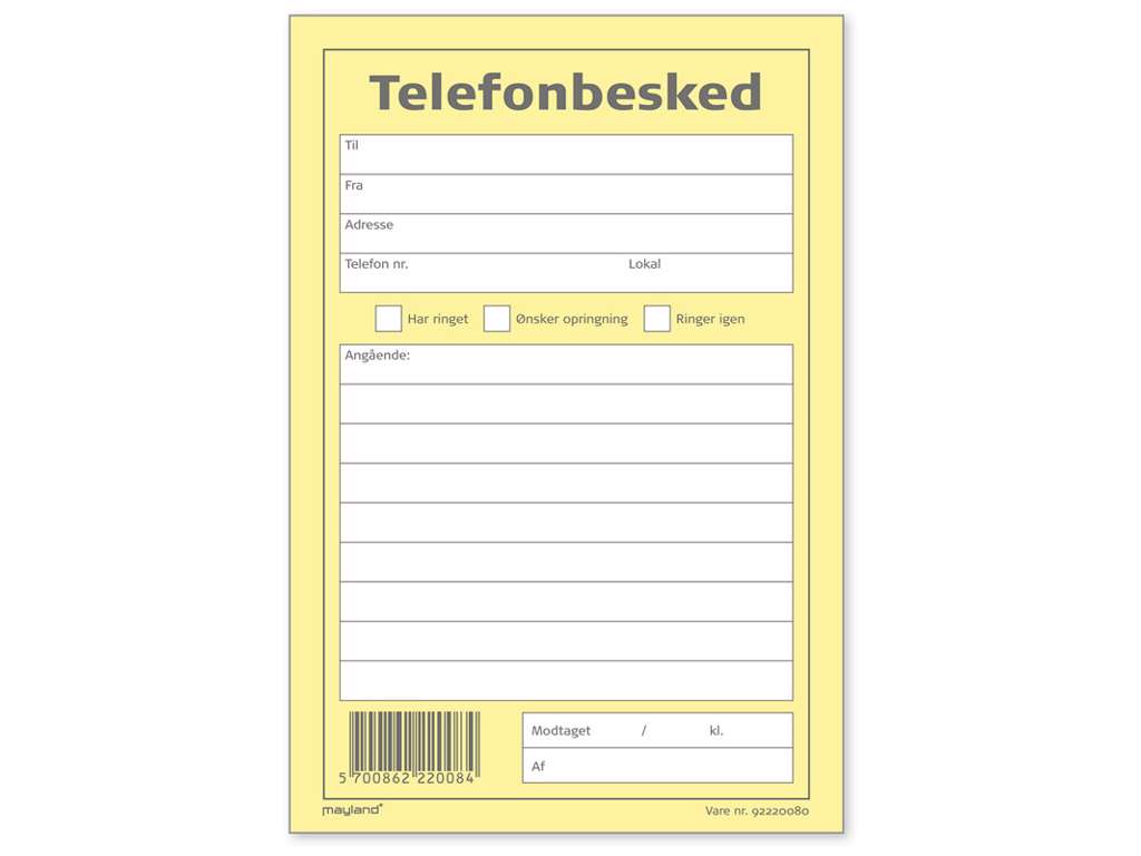 Telephone message 100 leaves
