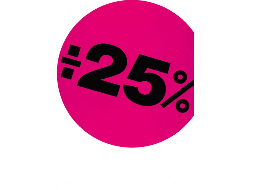 Udsalgsetiketter ø 20cm 25% pink
