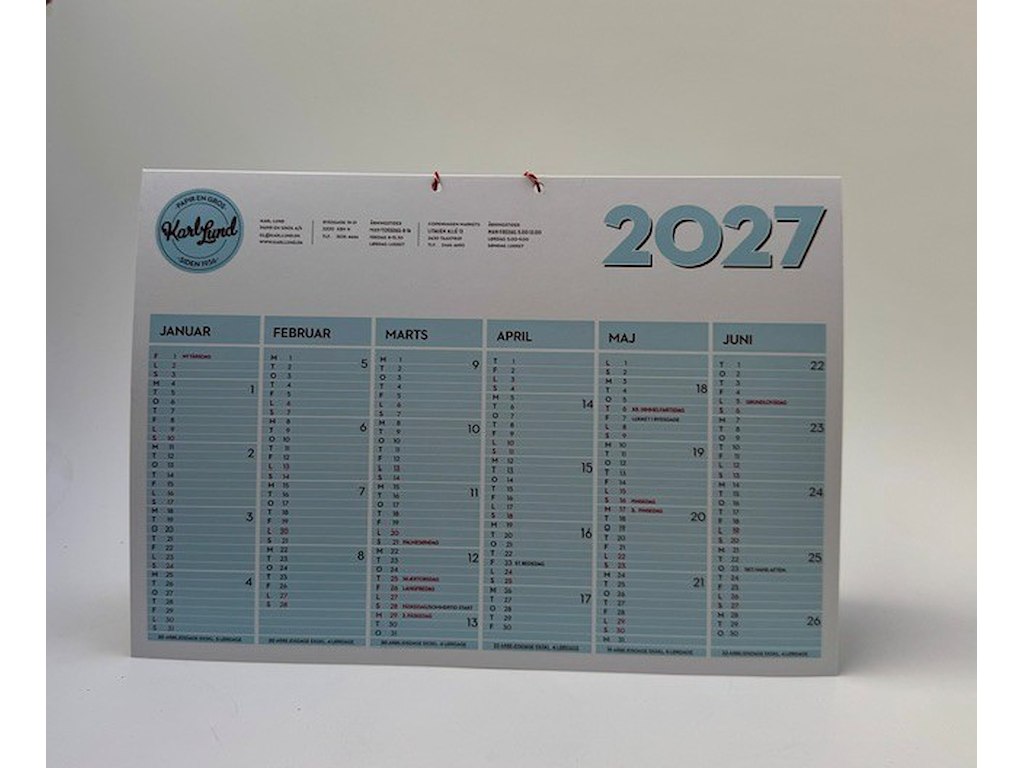 Karl Lund calendar 2027 - Free of charge
