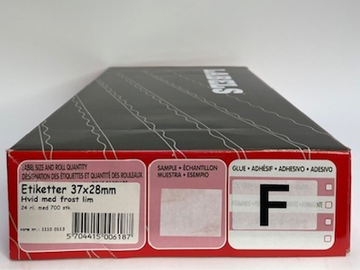 Etiketter 37x28 hvid m/ frost 24 rl. m/ 700 stk.