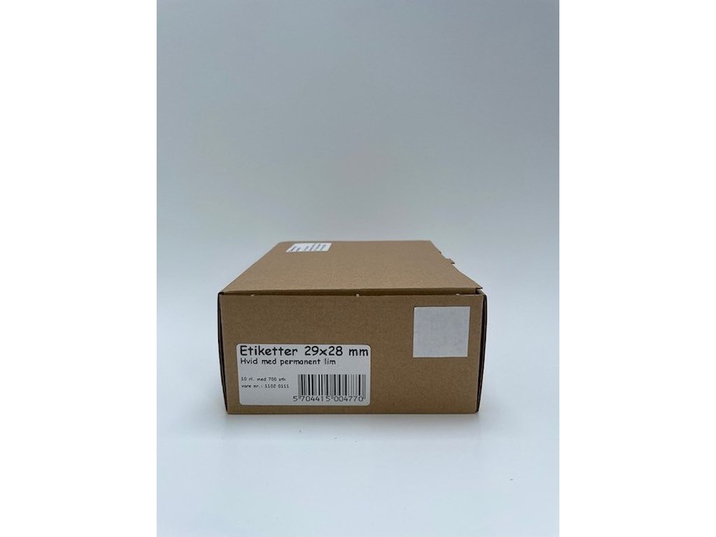 Etiketter 29x28 hvid permanent lim - 10 rl.