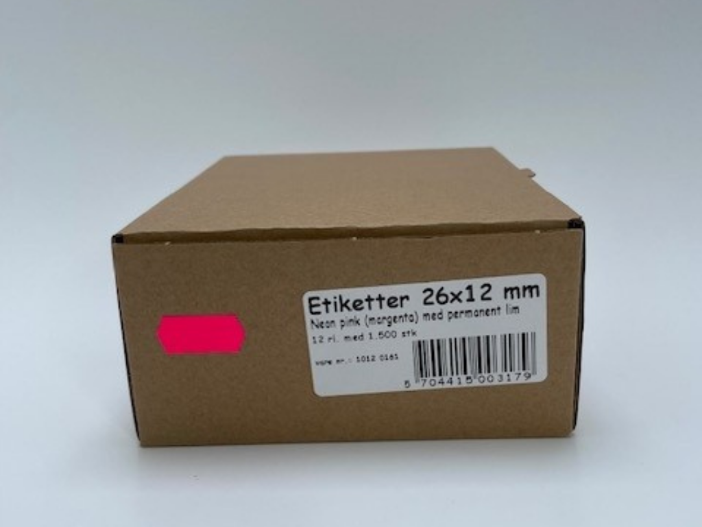 Etiketter 26x12 neon pink Wave m/ perm. lim - 12 rl.