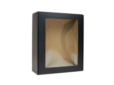 Gift box with window matt black 24.5x21x8cm