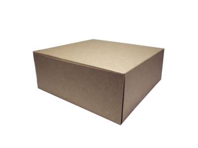 Kageæske 25x25x10 cm Brun/hvid. Hængslet låg