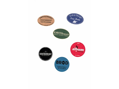 Labels with print 57x36mm or ø50mm