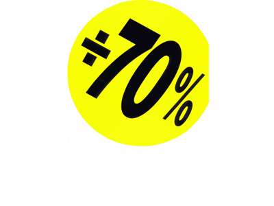 Udsalgsetiketter ø 20cm 70% gul