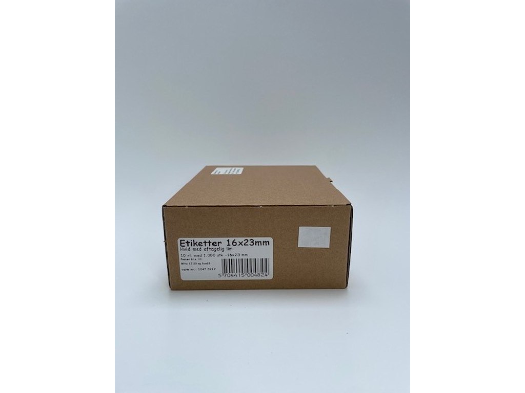 Etiketter 16x23mm hvid m/ aftagelig lim - 10 rl.