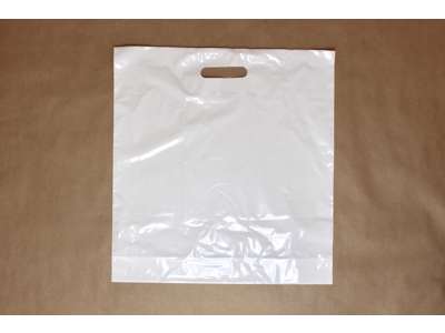 Hvide plastikbærepose af genbrugsplast 42x45/5 cm