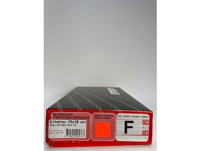 Etiketter 29x28 neon rød m/ frost lim - 30 rl.