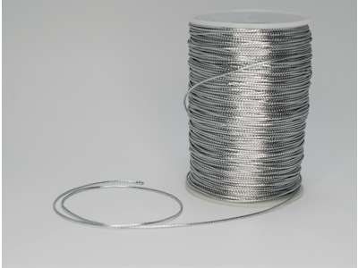Cording bånd 1mm x 200m Sølv. Skinnende sølvtråd.