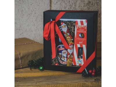 Gift box with window matt black 24.5x21x8cm