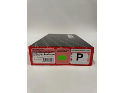 Etiketter 26x16mm neon grøn - 36 rl. 