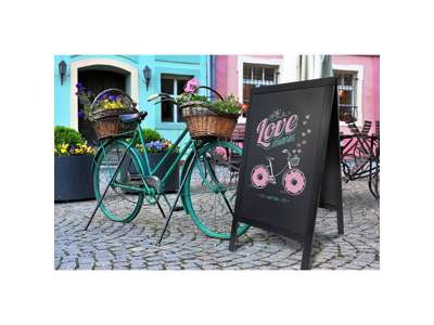 Gadeskilt kridttavle dobbelt træramme Sort