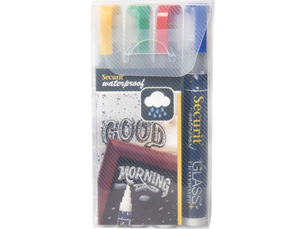 Securit Waterproof marker 4 pcs: yellow, green, red and blue