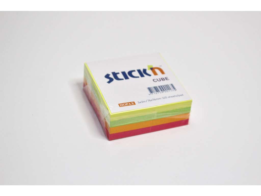 Memoblok 76x76mm 4 farver selvklæbende