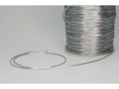 Cording bånd 1mm x 200m Sølv. Skinnende sølvtråd.