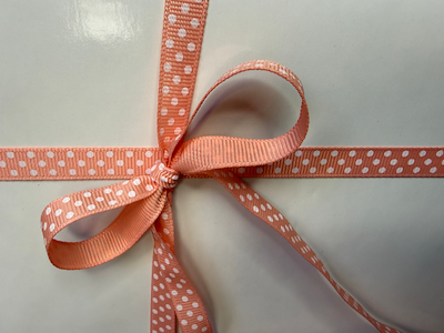 Silkebånd m. prikker rosa 10mmx91m