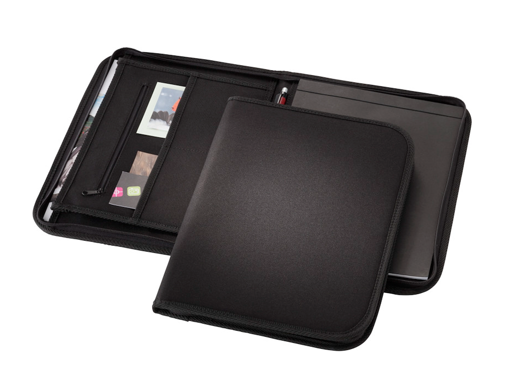 Konferencemappe Sort A4 m/Lynlås