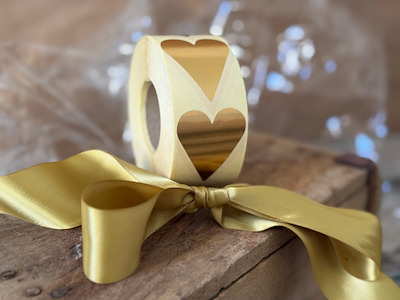 Silk ribbon 25mm smooth Golden Olive