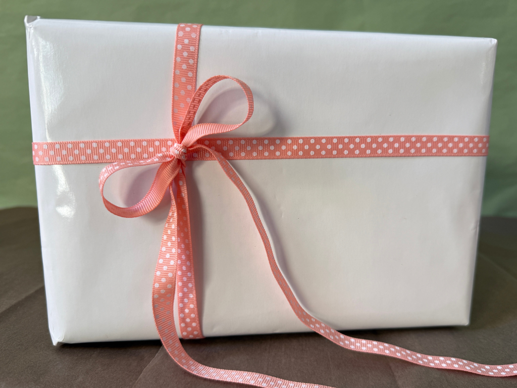 Silkebånd m. prikker rosa 10mm x 91m