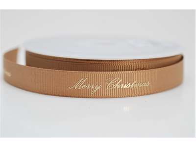 Natur farvet julebånd 13mm x 20 meter