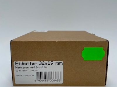 Etiketter 32x19 neon grøn frost - 10 rl.